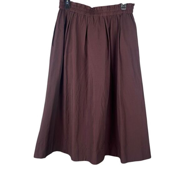 H&M Chocolate Brown A-Line Taffeta Midi Skirt M - Picture 2 of 8